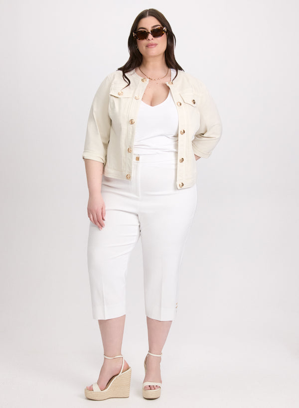 Laura 3/4 Sleeve Jean Jacket & High-Rise Bengaline Capris