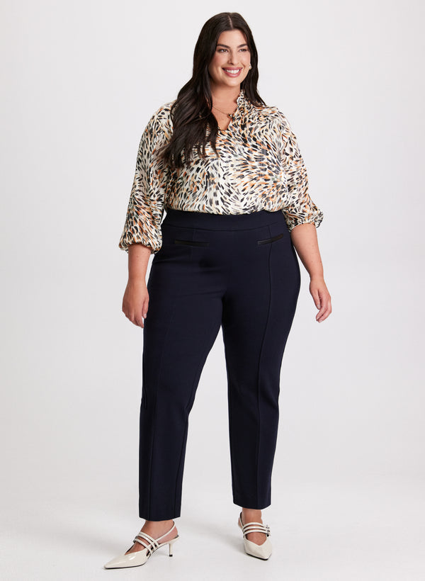 laura Abstract Animal Print Blouse & Straight Leg Pants
