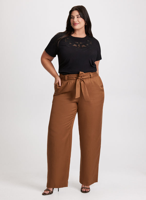 laura Cut-Out Detail Tee & Tencel Pull-On Wide Leg Pants