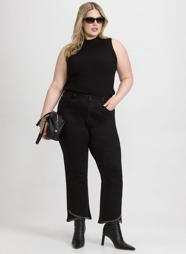 Laura Joseph Ribkoff - Embellished Hem Flare-Leg Jeans