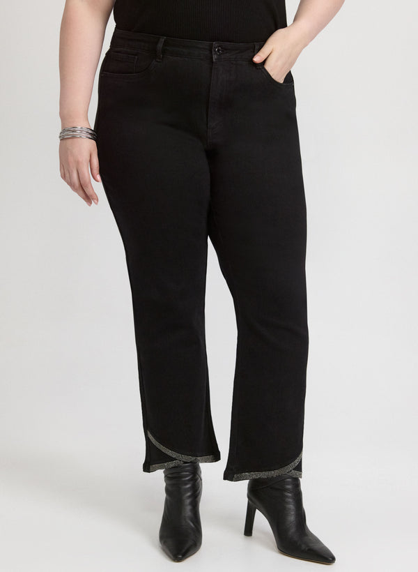 laura Joseph Ribkoff - Embellished Hem Flare-Leg Jeans