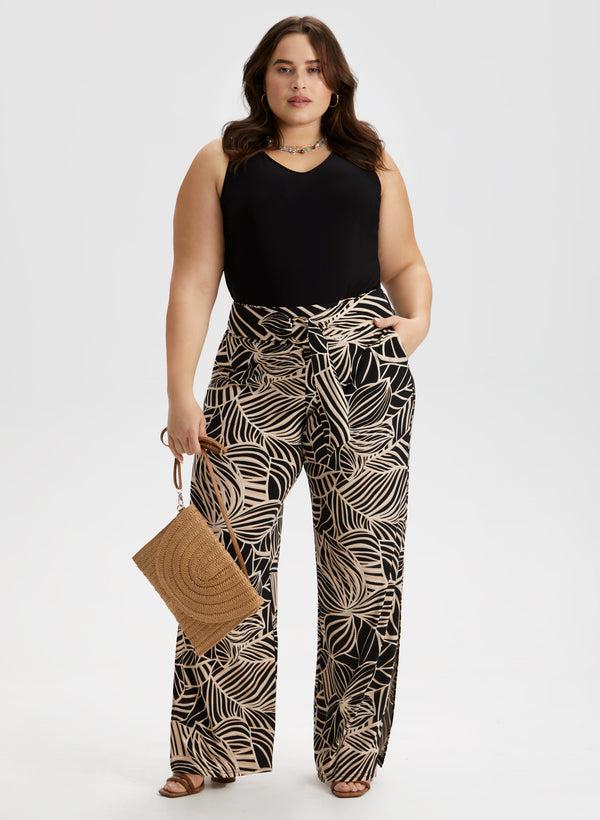 Laura Joseph Ribkoff - Palm Leaf Print Wide Leg Pants