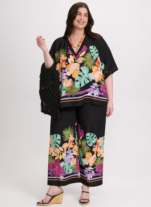 Laura Joseph Ribkoff - Tropical Placement Print Blouse