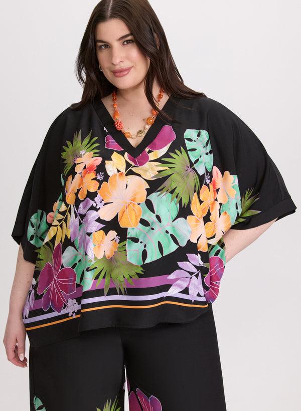 laura Joseph Ribkoff - Tropical Placement Print Blouse