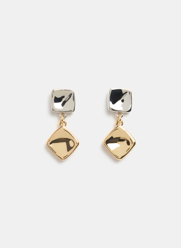 laura 2-Tone Square Drop Earrings