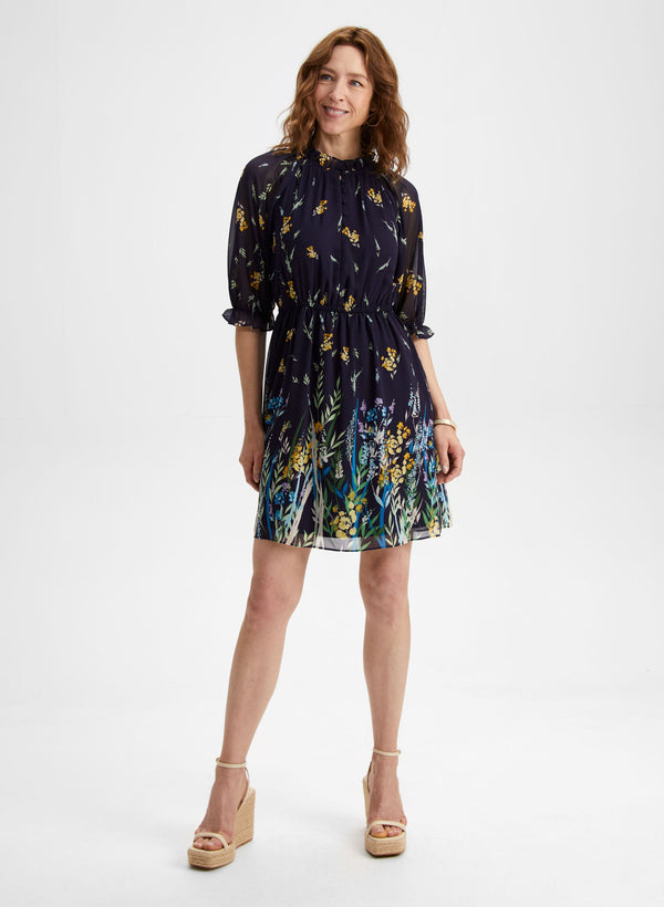 laura 3/4 Sleeve Floral Dress