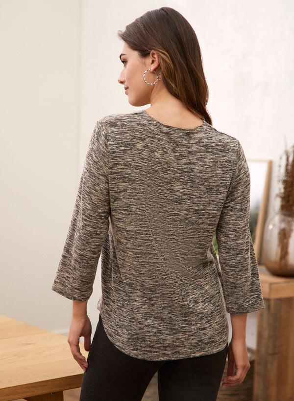 Laura 3/4 Sleeve Melange Top