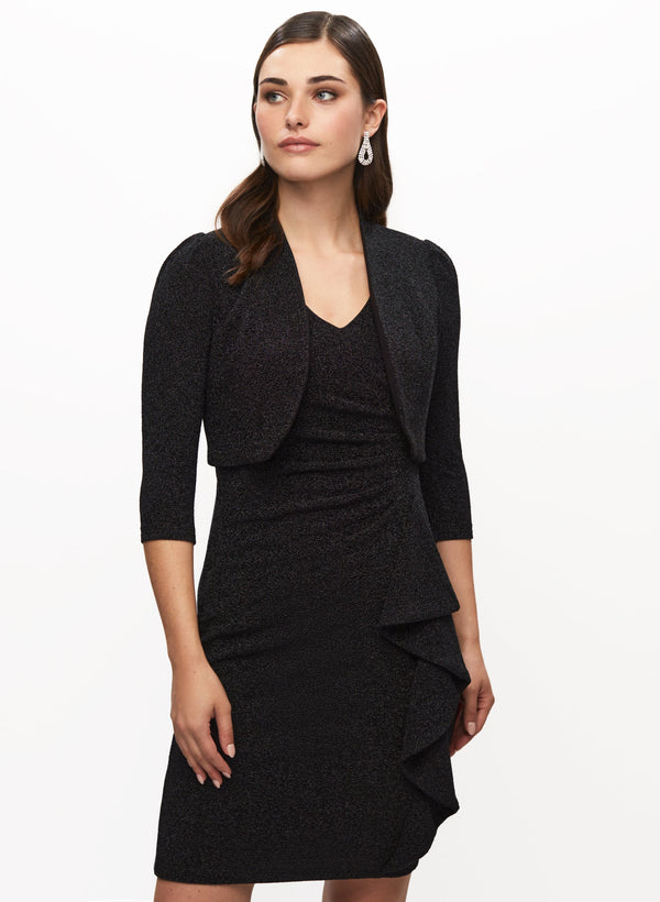 laura 3/4 Sleeves Metallic Jacquard Bolero