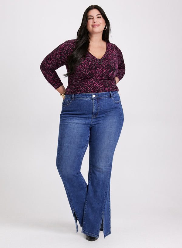 Laura Abstract Buckle Embellished Top