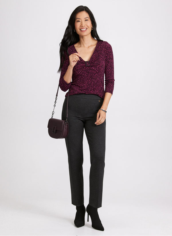 Laura Abstract Buckle Embellished Top