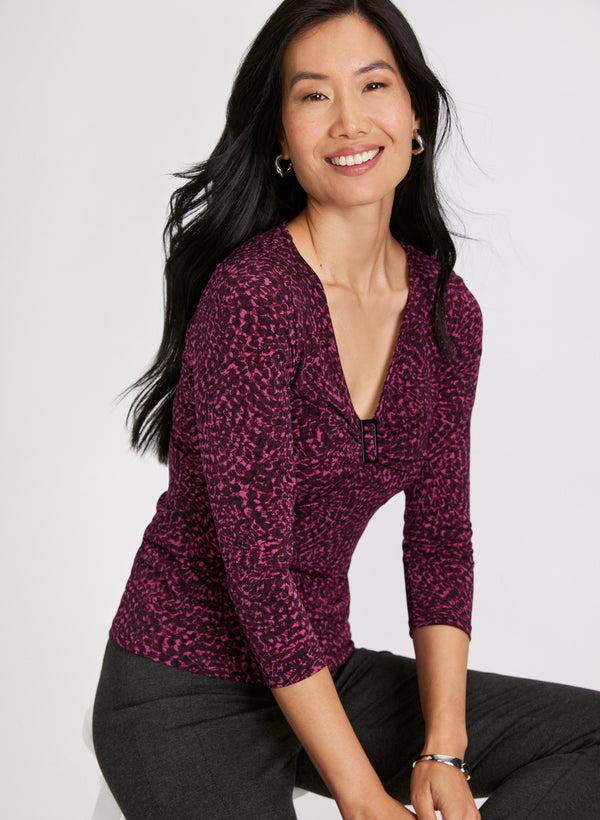 laura Abstract Buckle Embellished Top