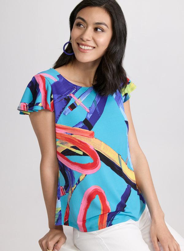 Laura Abstract Flutter Sleeve Top