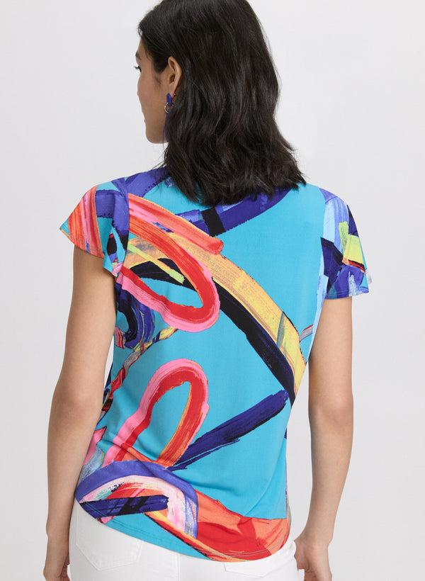 Laura Abstract Flutter Sleeve Top