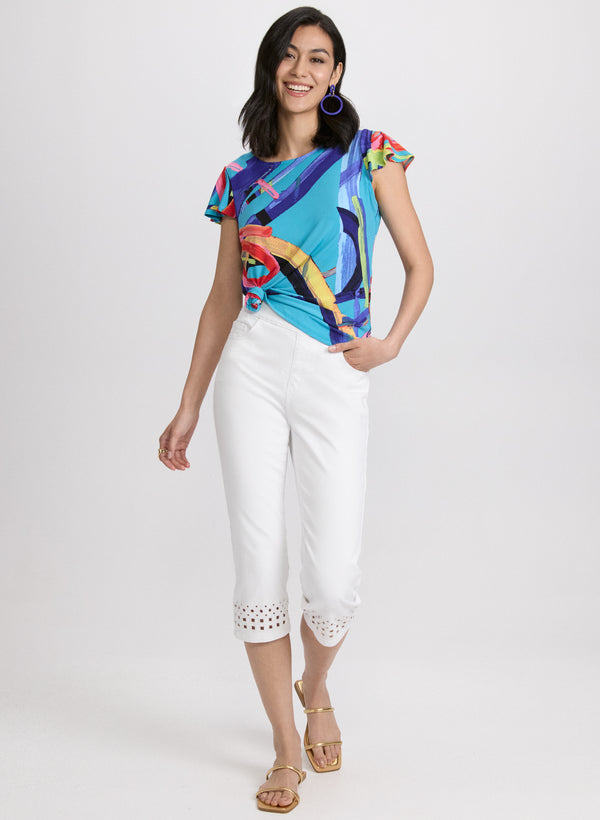 Laura Abstract Flutter Sleeve Top