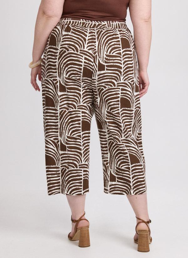 Laura Abstract Linen-Blend Capris