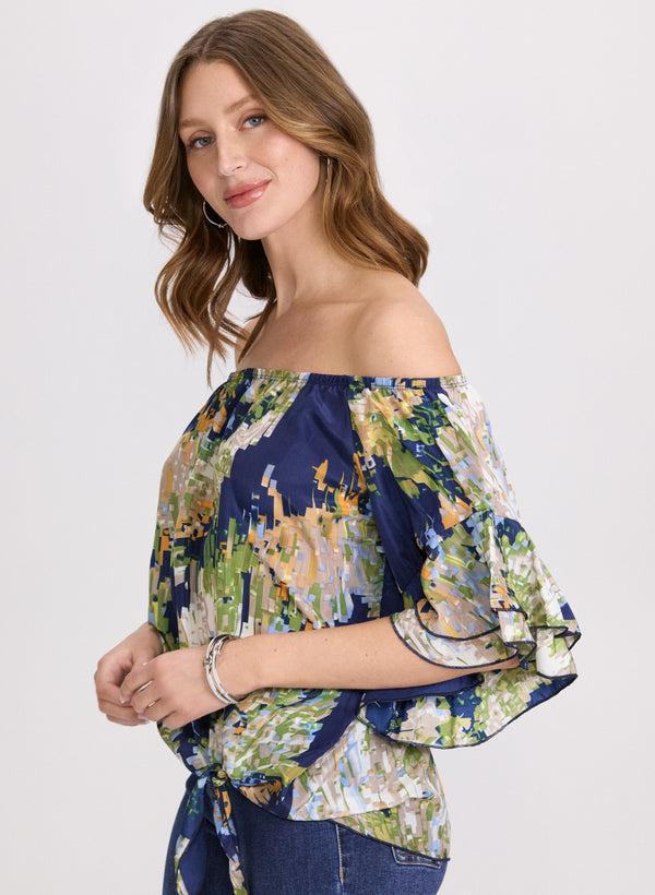 Laura Abstract Off-Shoulder Blouse