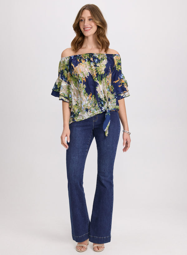 Laura Abstract Off-Shoulder Blouse