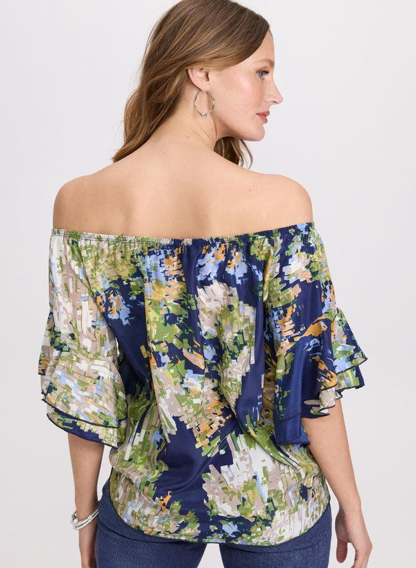 Laura Abstract Off-Shoulder Blouse