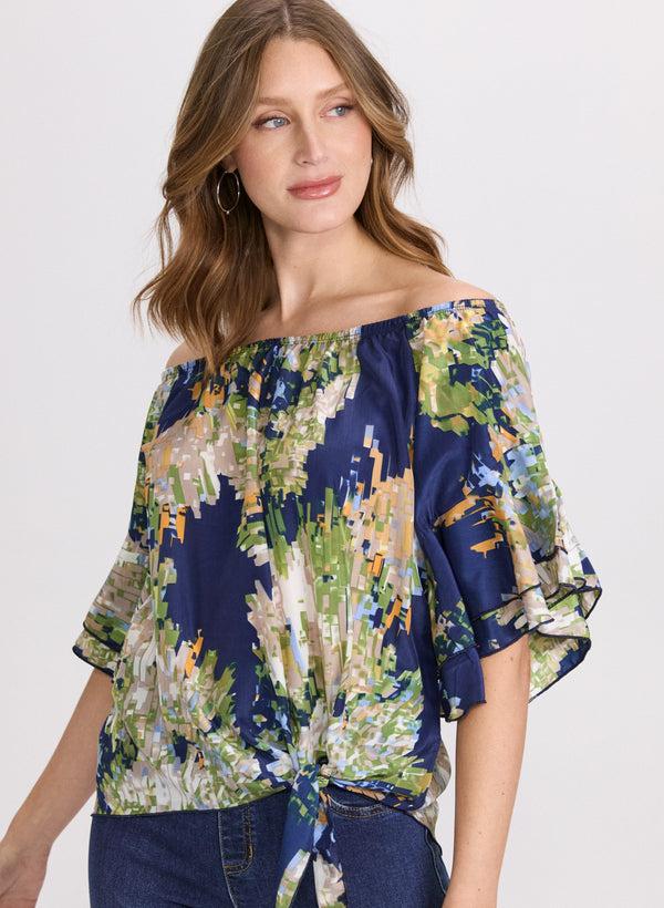 laura Abstract Off-Shoulder Blouse
