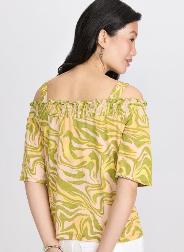 Laura Abstract Off-Shoulder Top