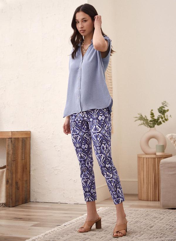 Laura Abstract Paisley Print Pull-On Pants