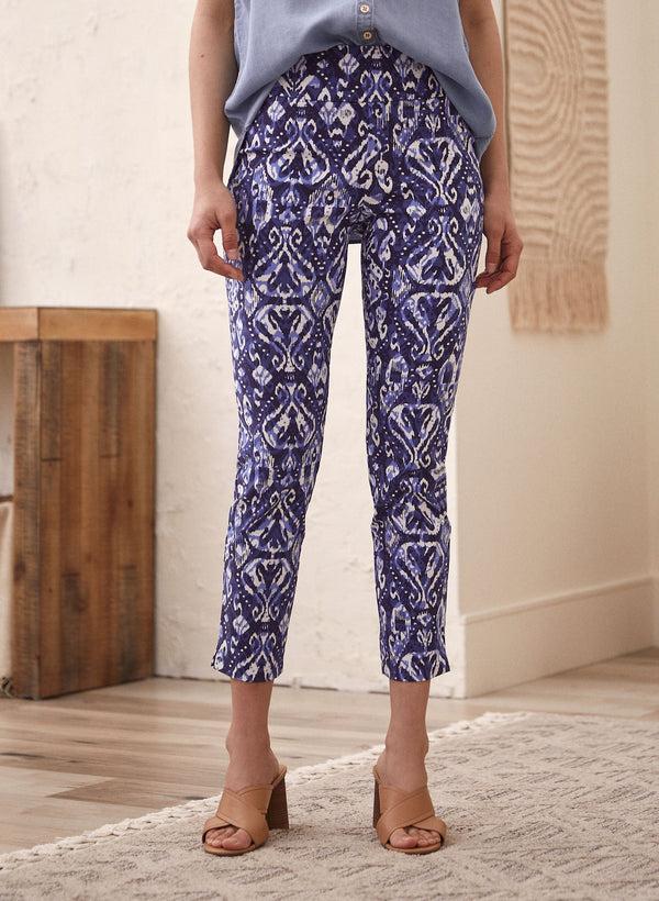 laura Abstract Paisley Print Pull-On Pants