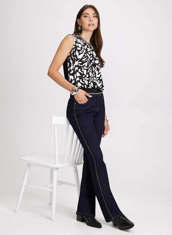 Laura Abstract Print Drop Shoulder Top