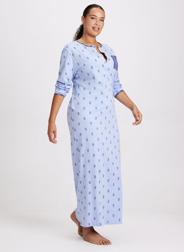 Laura Abstract Print Long Nightgown