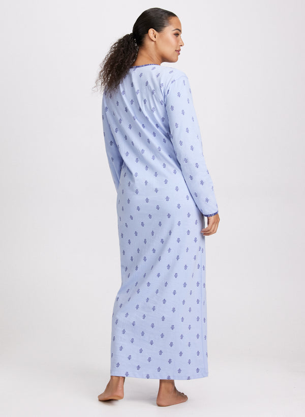 Laura Abstract Print Long Nightgown