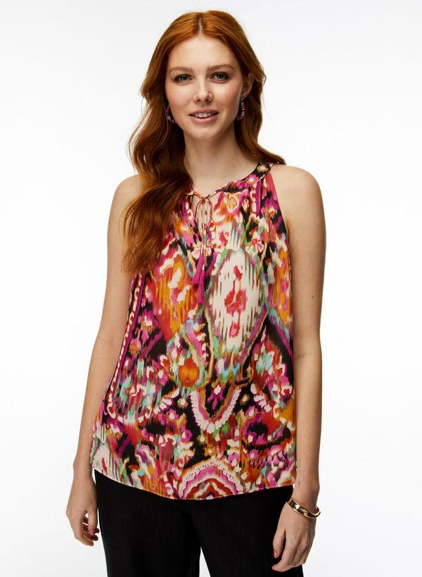 laura Abstract Print Sleeveless Blouse
