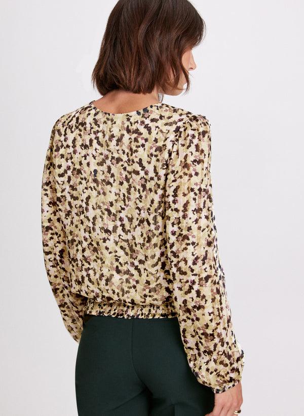 Laura Abstract Print Smocked Waist Blouse