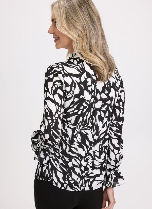 Laura Abstract Print Tie Collar Blouse