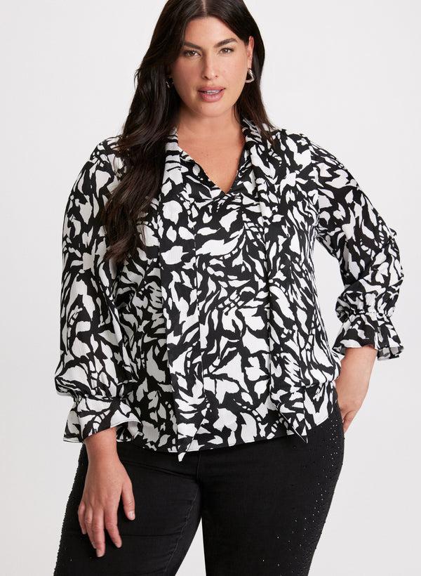Laura Abstract Print V-Neck Blouse