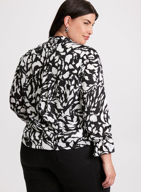 Laura Abstract Print V-Neck Blouse