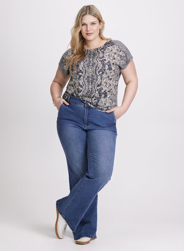 Laura Abstract Rhinestone Embellished T-Shirt