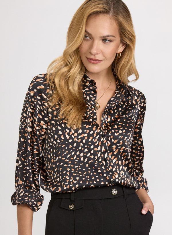 laura Abstract Satin Blouse