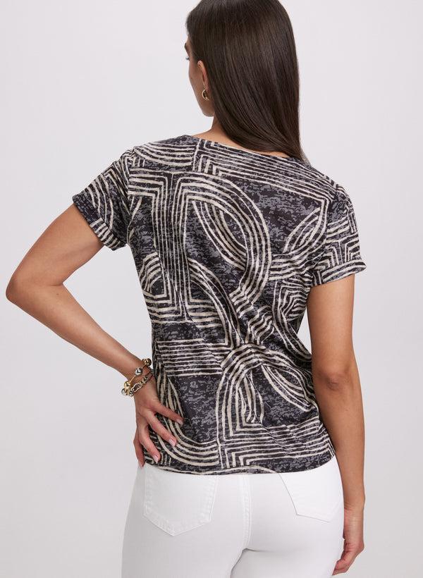 Laura Abstract Striped Print T-Shirt