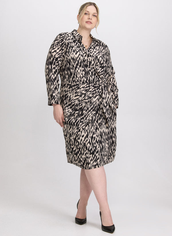 laura Abstract Tie-Waist Dress