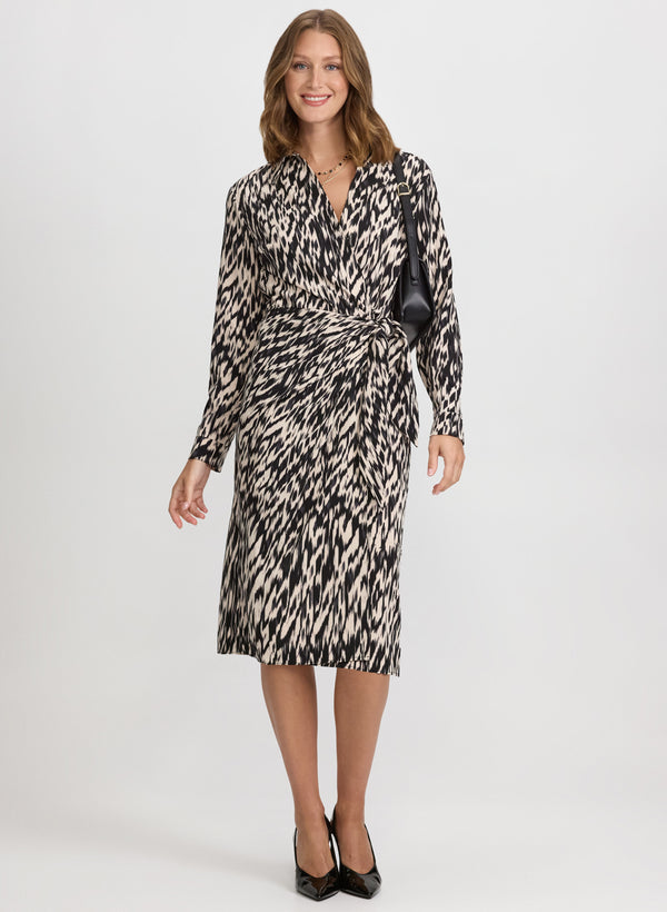 laura Abstract Tie-Waist Dress