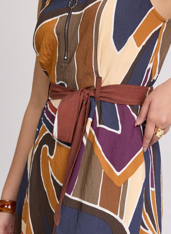 Laura Abstract Zip-Front Dress