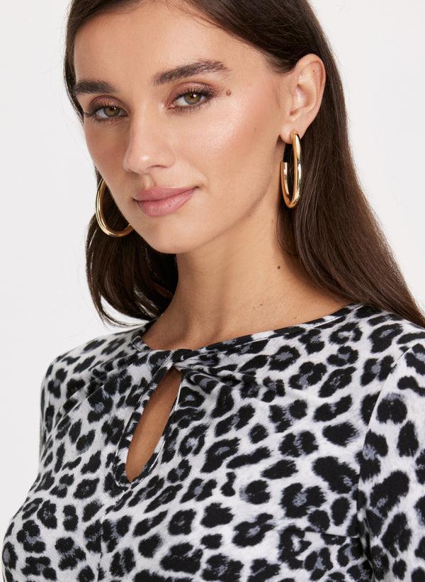 Laura Animal Print Keyhole Detail Blouse