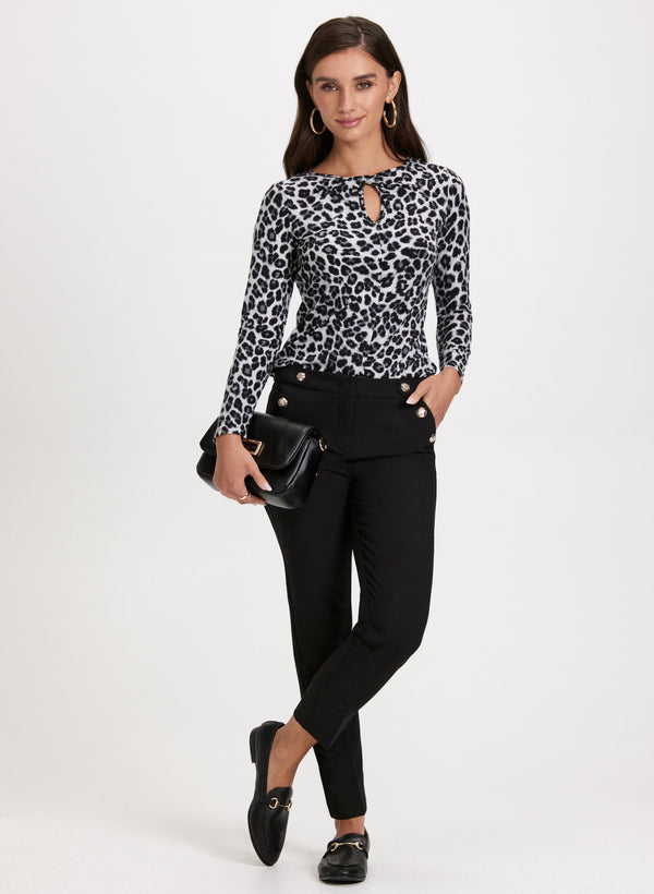 Laura Animal Print Keyhole Detail Blouse