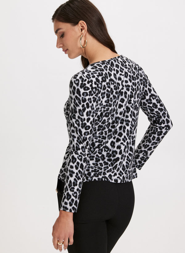Laura Animal Print Keyhole Detail Blouse
