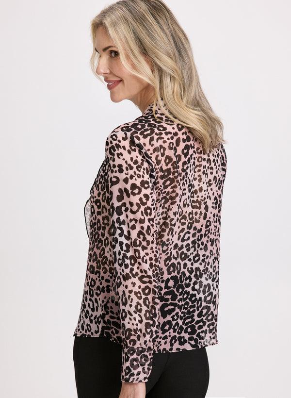 Laura Animal Print Ruffle Front Blouse
