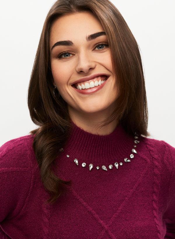 Laura Argyle Rhinestone Detail Sweater