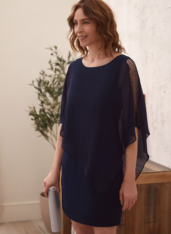 Laura Asymmetric Chiffon Poncho Dress