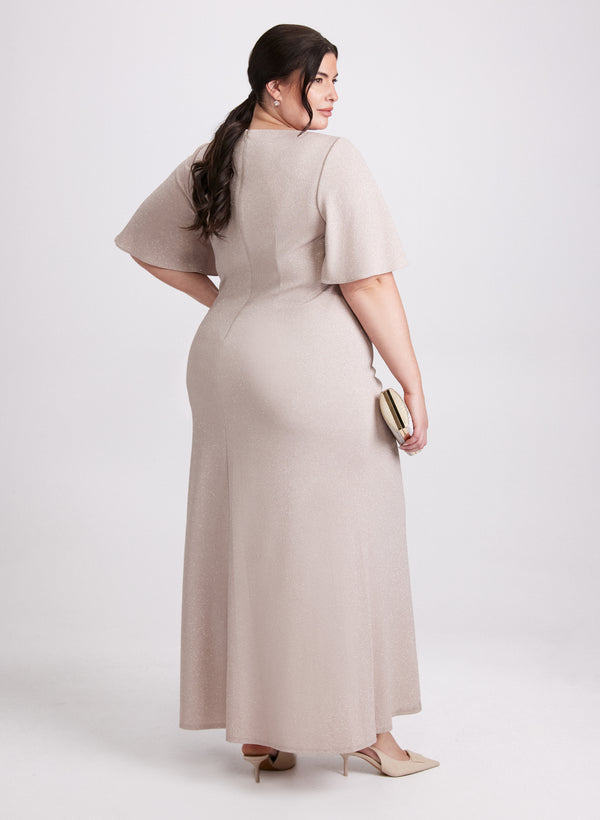 Laura Asymmetric Glitter Knit Dress