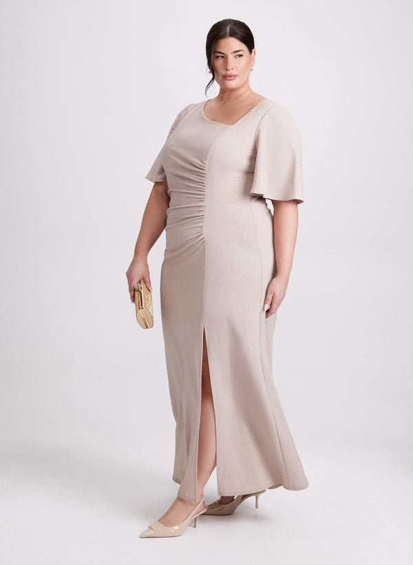 Laura Asymmetric Glitter Knit Dress