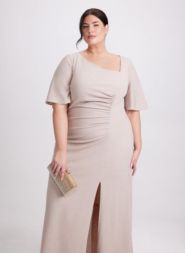 Laura Asymmetric Glitter Knit Dress