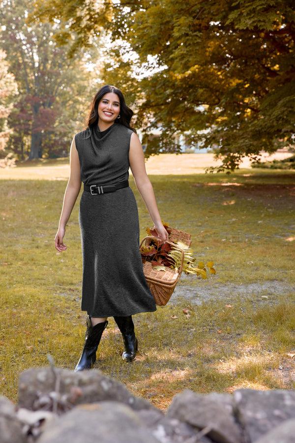 Laura Asymmetric Hem Midi Skirt